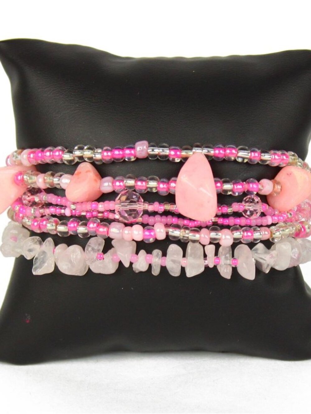 Czech Glass Bead PINK, SILVER, CRYSTALS  Bracelet